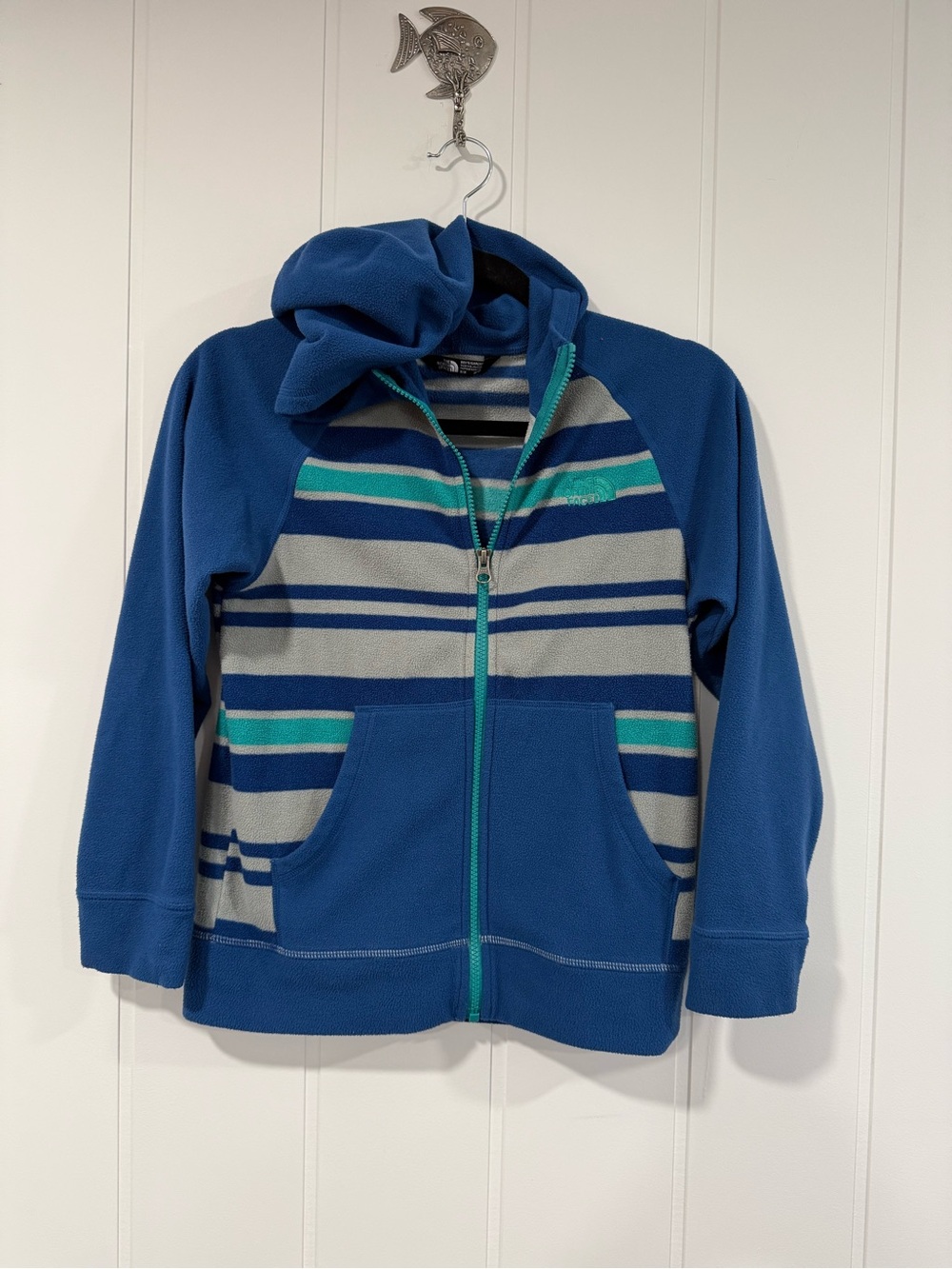 The North Face Boys Blue Striped Fleece Zip Hoodie